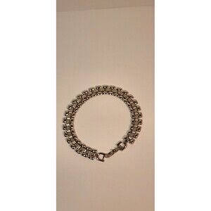 Monet Panther Link Chain Bracelet Silver Tone 7.5 Inch Vintage Signed